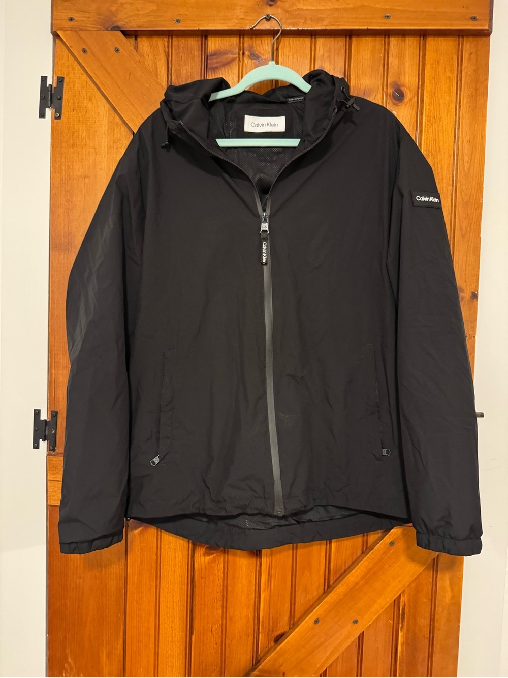 Calvin Klein Black Hooded Raincoat Jacket